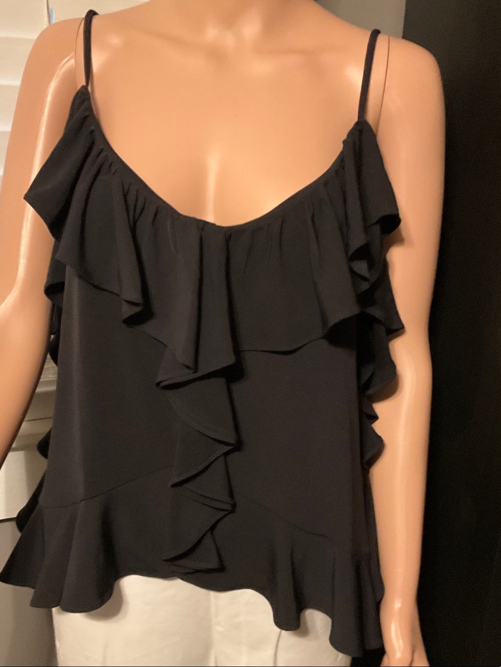 Express Black Ruffle Spaghetti-Strap Cami